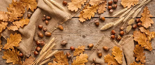 Autumn Flat Lay With Leaves and Burlap