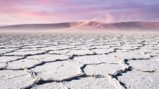 White Salt Flats Under Pastel Sky