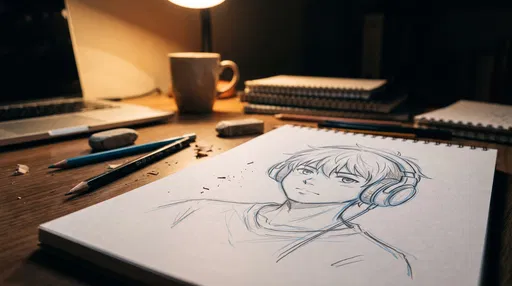 Anime Boy Sketch on Cozy Desk