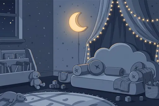 Cozy Nighttime Nursery Illustration