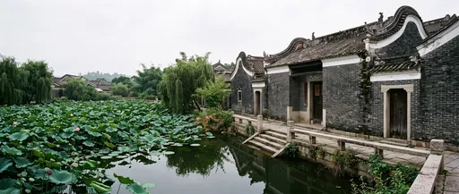 Traditional Lingnan Residence Beside Lotus Pond