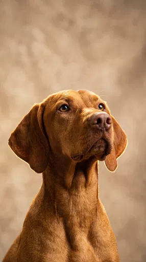 Studio Portrait of Golden Vizsla Dog