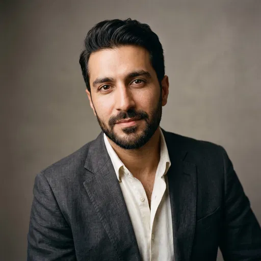 Studio Portrait of Confident Bearded Man