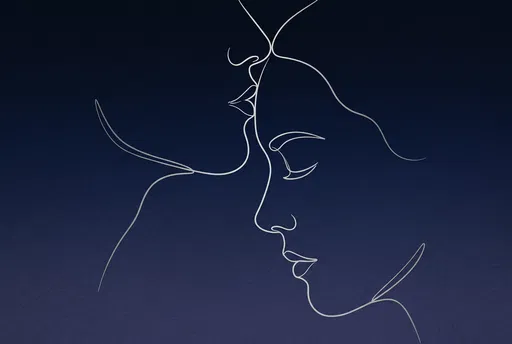 Minimalist Line Art Forehead Kiss