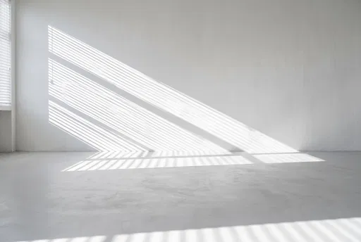 Minimalist White Studio With Blind Shadows