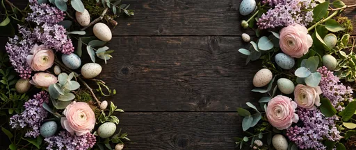 Spring Floral Flatlay With Speckled Eggs