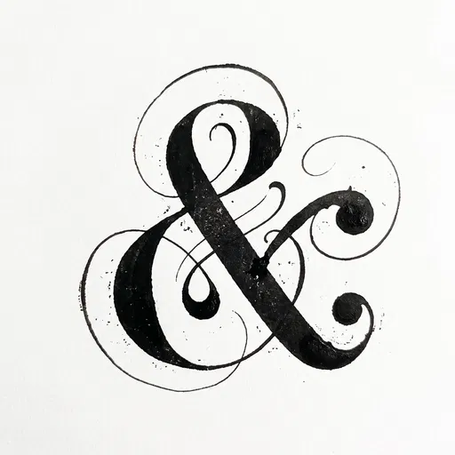 Ornate Black Ink Calligraphic Ampersand