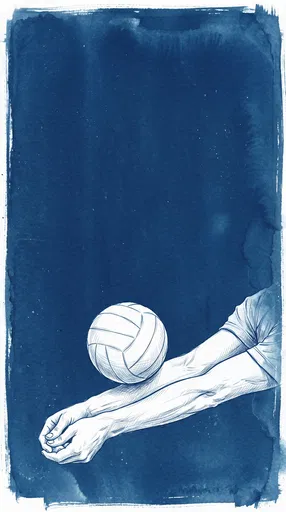 Cyanotype Volleyball Bump Pass Illustration