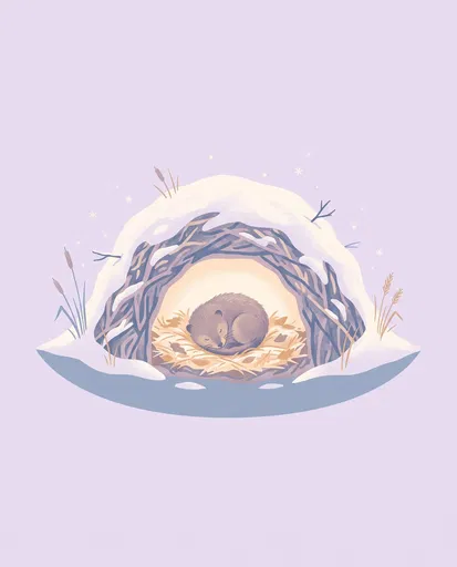 Sleeping Muskrat in Cozy Winter Lodge