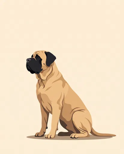 Vector Illustration of Sitting English Mastiff