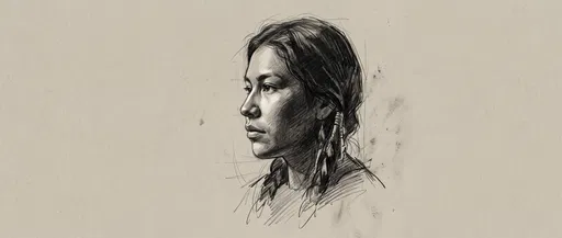 Graphite Portrait Sketch of Indigenous Woman