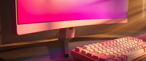 Pink Gaming Monitor and Mechanical Keyboard