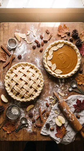 Rustic Thanksgiving Pie Baking Flat Lay