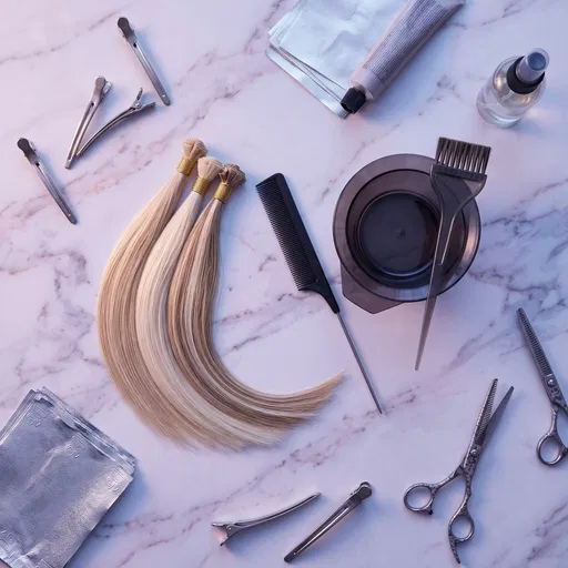 Blonde Hair Extensions and Salon Tools
