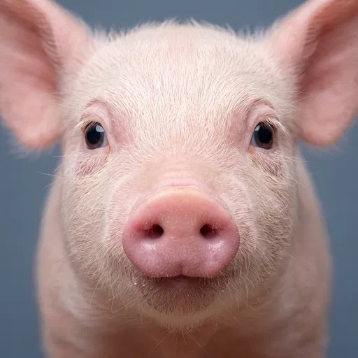 Close-Up Portrait of Pink Piglet