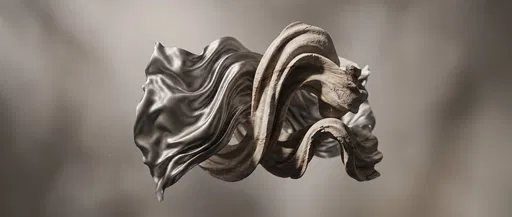 Intertwined Metallic Silk and Stone Sculpture