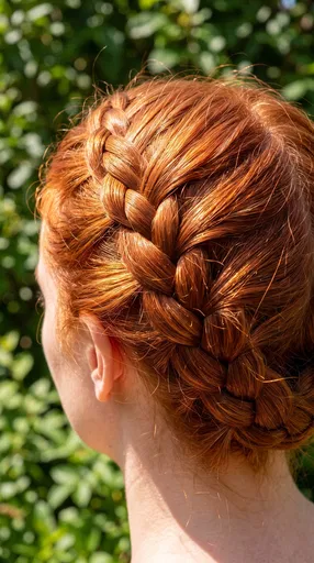 Close-up of Ginger Crown Braid Outdoors