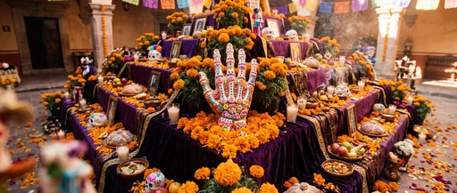 Festive Altar with Sugar Skeleton Hand