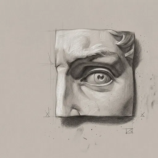 Classical Charcoal Drawing of Sculpted Eye