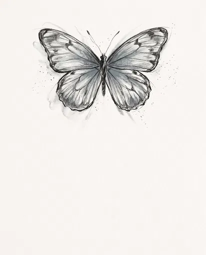 Charcoal Butterfly Sketch with Copy Space