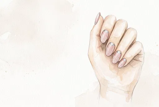 Watercolor Hand With Pink Nail Art