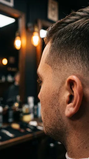 Close-Up of Men's Barbershop Fade Haircut