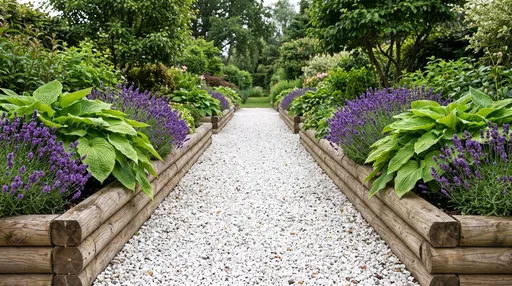Symmetrical Garden Path with Timber Edging