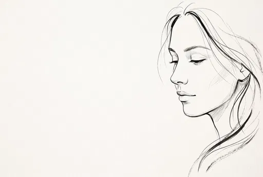 Minimalist Ink Sketch of Serene Woman