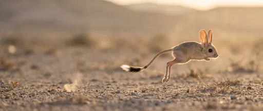 Jerboa Leaping Across Golden Desert Plain
