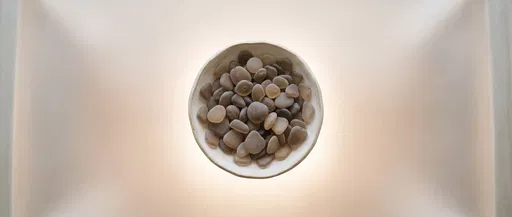 Frosted Sea Glass Beads in Ceramic Dish