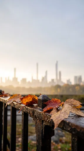Autumn Leaves on Central Park Railing