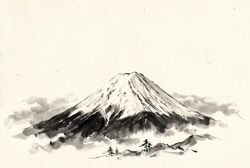 Sumi-e Ink Wash Mount Fuji