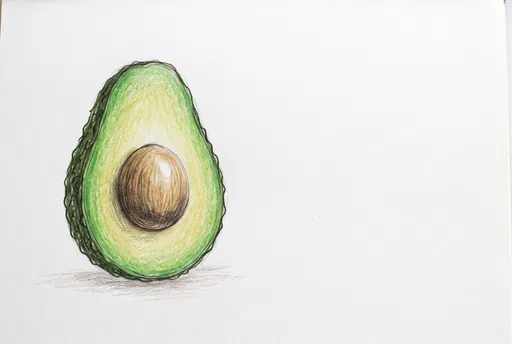 Colored Pencil Drawing of Halved Avocado
