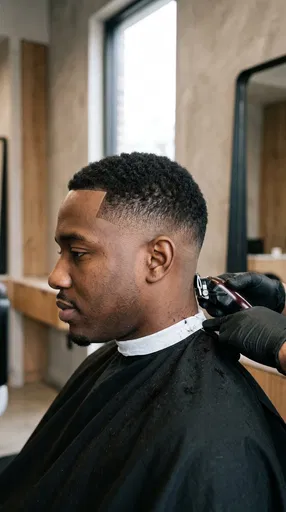 Man Getting Fade Haircut in Barbershop