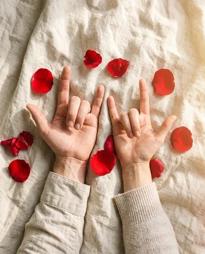 Couple Hands Making Love Sign