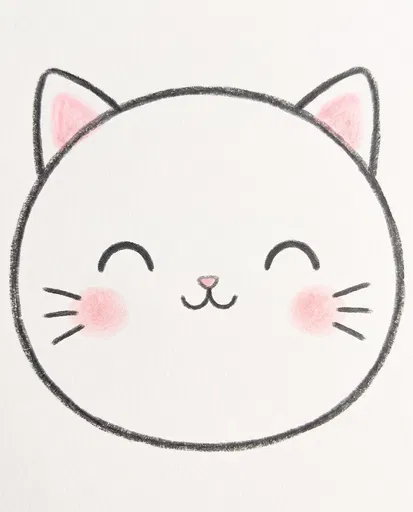 Cute Minimalist Cat Face Drawing