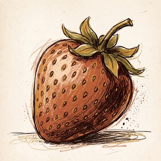Earthy Crayon and Ink Strawberry Illustration