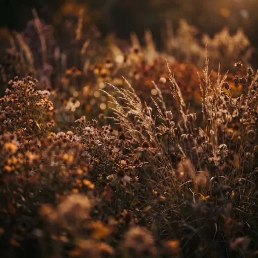 Autumn Garden Flowers at Golden Hour