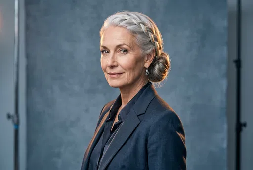 Mature Woman with Braided Silver Hair