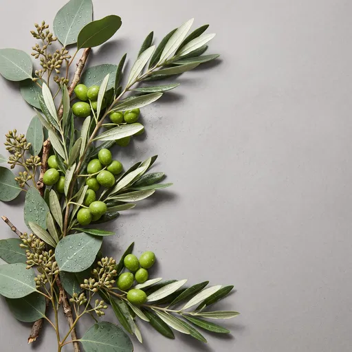 Olive Branch and Eucalyptus Flat Lay
