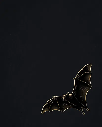 Minimalist Gold Rim-Lit Flying Fox Illustration