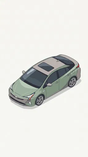 Isometric Sage Green Hybrid Sedan Illustration