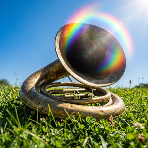Vintage Brass Horn With Rainbow Flare