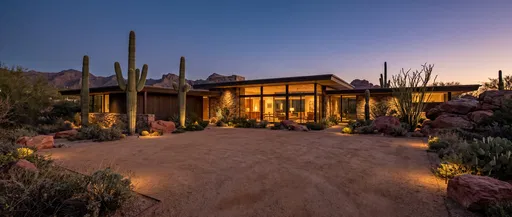Mid-Century Modern Desert Home at Twilight