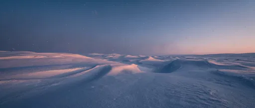 Twilight Alpenglow Over Snow Dunes