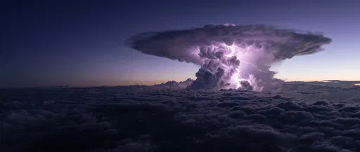 Aerial View of Lightning in Storm Cloud