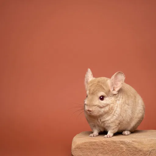 Beige Chinchilla on Sandstone Block