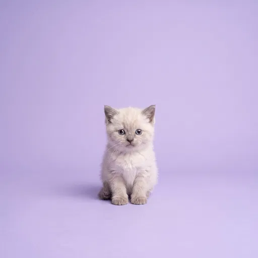 Lilac-Point Kitten on Lavender Backdrop