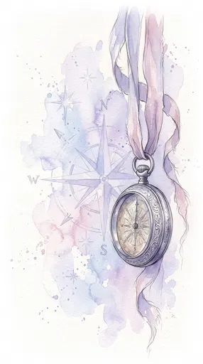 Pastel Watercolor Antique Pocket Compass Illustration