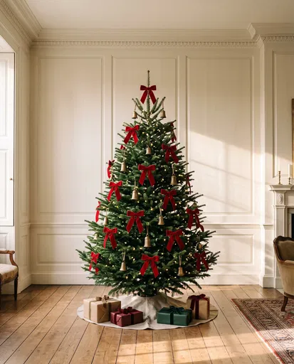 Christmas Tree with Red Velvet Bows